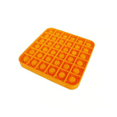 Jucarie antistres din silicon, Pop it now, forma patrat Portocaliu, 12.7 cm